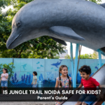 Children enjoying dolphin slide at Jungle Trail Noida, safe kids play area in Noida