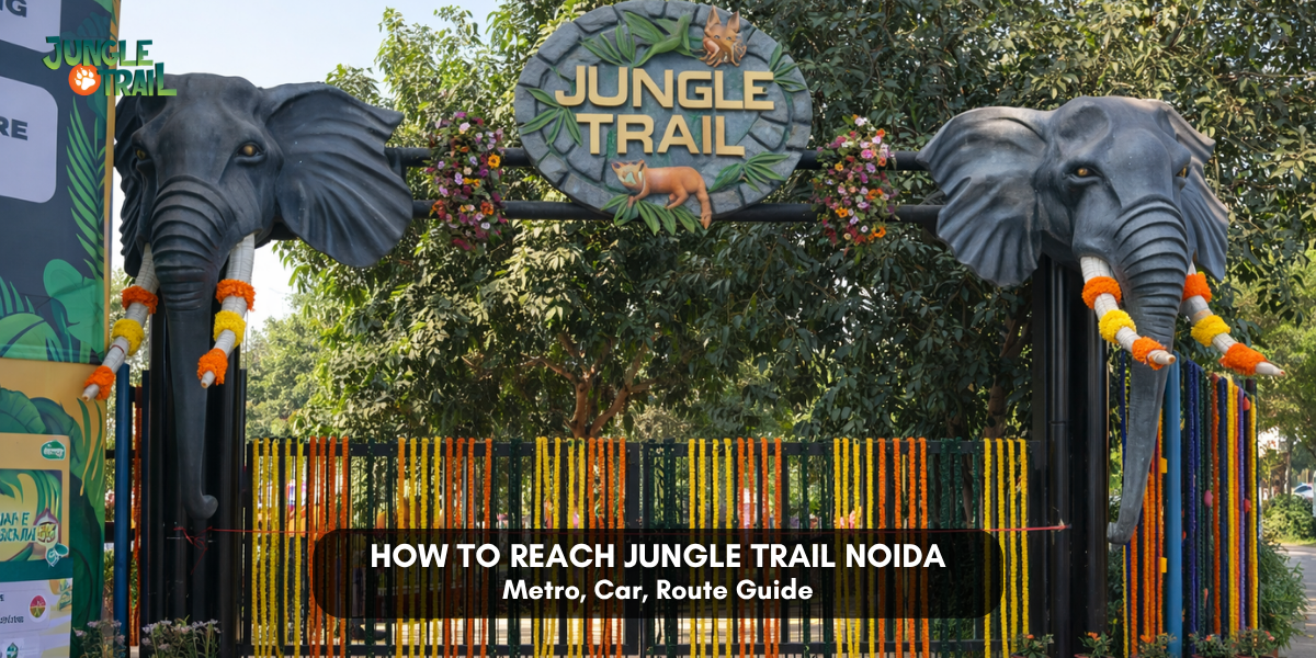 Jungle Trail Noida entrance elephant sculpture eco park