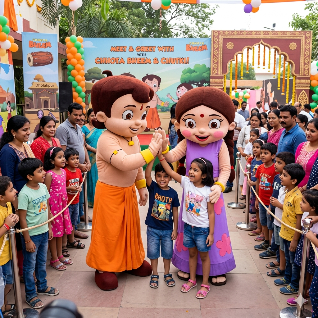 Chhota Bheem character at Jungle Trail Noida event