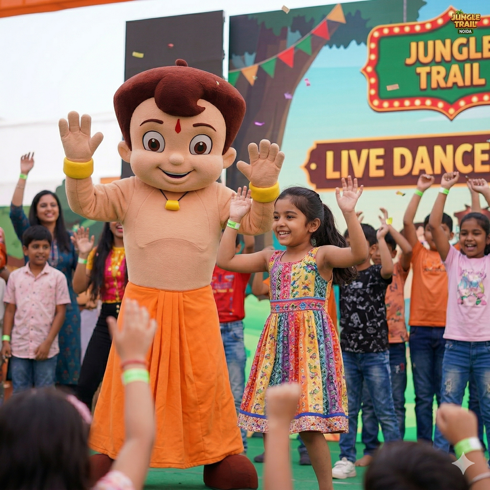 Chhota Bheem character at Jungle Trail Noida event