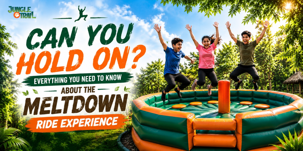 Meltdown ride experience at Jungle Trail Noida with kids enjoying an outdoor adventure ride.