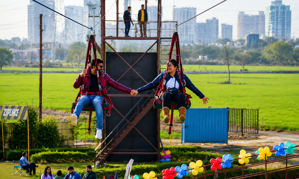 family enjoying on the rides