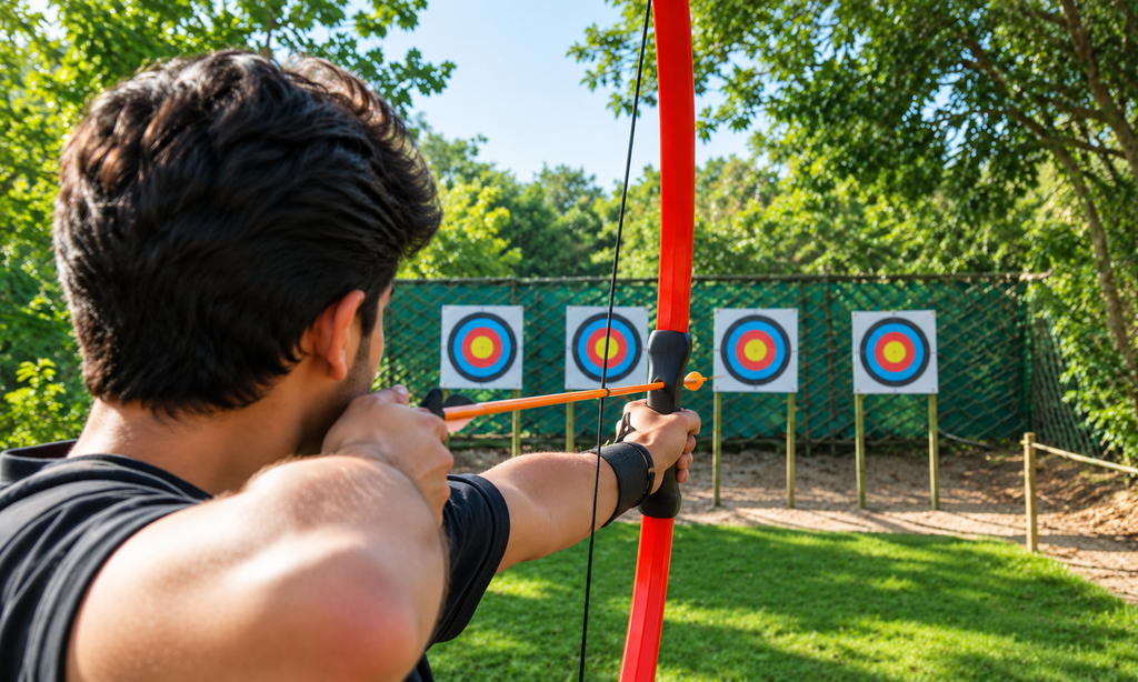 Jungle Trail College student playing archery